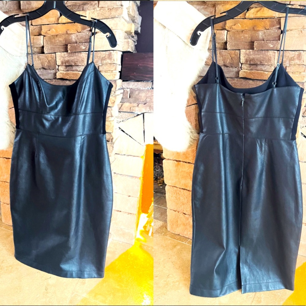 BCBG MaxAzria Leather Slip Dress Never Worn, New without Tags , Black , Size 8.